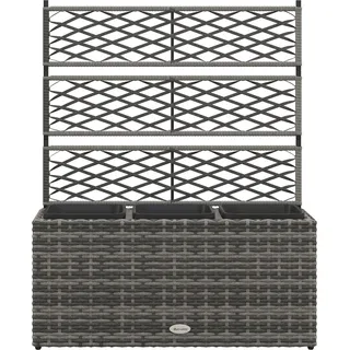 Outsunny Hochbeet mit Gitter für Kletterpflanzen, erhöhtes Beet mit 3 Innen-Töpfen, Stahl- und Rattan-PE-Struktur, 84x30x107cm, Grau   Aosom