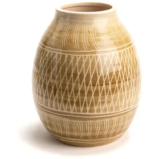 Vase Kimia taupe 20 cm - Gelb Rund Amadeus-Steingut 17x17 cm