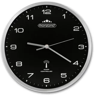 monzana Funk Wanduhr 31 cm 31 silber/schwarz