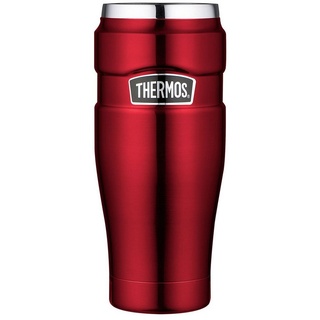 THERMOS Thermobecher Becher 0,47L Isolierbecher KFZ, Edelstahl, Auto Kaffee Camping Thermo Trinkbecher Edelstahl rot