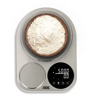 ADE Küchenwaage digital mit 2 Plattformen 5kg/1g & 500g/0,1g | duale Präzisionswaage auf 0,1g genau | Feinwaage für die Küche | perfekt als Kaffeewaage oder zum Brot backen | 5 kg Tragkraft