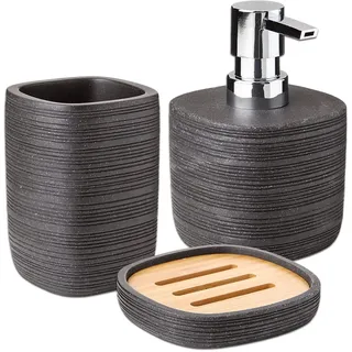 TATAY BAMBU Seifenschale der Badkollektion aus Polyresin, Dunkelgrau | Seifenschale fürs Badezimmer | Aus der Badkollektion | Aus Polyresin gefertigt | Maße 9,7x9,7x1,8 cm | Farbe, Dunkelgrau