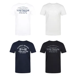 Tom Tailor Herren Rundhals T-Shirt Regular Fit 4er Pack Regular Fit Lucid Weiß 3XL