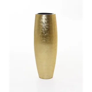 Vivanno Bodenvase Fiberglas MAGNUM - Gold Blattoptik hochglanz 37x100 cm
