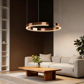 JINWELL LED Pendelleuchte Esstisch, Dimmbar Pendelleuchten Moderne Ringe Design Hängeleuchte Aluminium Esszimmerlampe Hängelampe Hängend Lampen Für Esstischlampe Büro Küche(Rose gold,40CM)