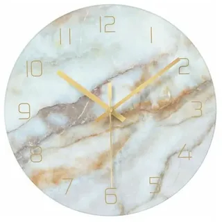 Nazalus-hot Sale-stille Marmor-glas-wanduhr Für Wohnzimmer, 12 Zoll Moderner Kratzfester Marmor
