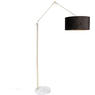 QAZQA - Moderne Stehlampe Gold I Messing Veloursschirm Schwarz 50 cm - Editor I Wohnzimmer I Schlafzimmer - Textil Länglich - LED geeignet E27