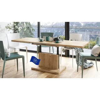 Mazzoni Aston Couchtisch ausziehbar höhenverstellbar 120/200cm in Eiche Gold Craft modern vielseitig Wohnzimmertisch Esstisch Beistelltisch Sofatisch platzsparend hochwertig Wohnzimmer