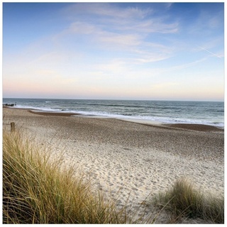 Wallario Memoboard »Strandspaziergang im Urlaub an der Ostsee« blau