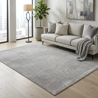Sehrazat Moda 1100 Kurzflorteppich 120 x 170 cm Grau