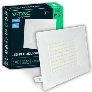 V-TAC LED Strahler Außen 100W Weiß – [E-SERIES - Hochleistung, Niedriger Verbrauch] – Super Slip Design - 8150 Lumen – IP65 – Flutlicht für Haus, Garage & Lager – Außenlampe - Neutralweiß 4000K