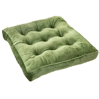 ZIBENE Stuhlkissen 40x40 Ohne BäNder, GroßE Sitzkissen für Boden, Samt Stuhlkissen Flauschig Weich, Anti-Verformung Sitzpolster 8 cm Hoch mit Positionierung Gestept Craft Grün