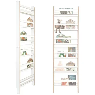 MAMOI® Kinderbücherregal aus Holz – Bücherkiste, Kinderbücherregal, Bücherregal für Kinderzimmer, Bücherbank, Wandregal, Montessori Kinder... - Weiß