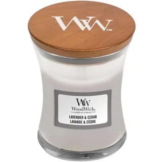 Woodwick Lavender & Cedar Duftkerze 85 g weiß