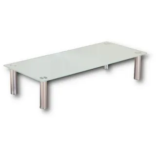 HOOZ TV-Aufsatz Weißglas mit Aluminiumfüßen - Ablage und Platzerweiterung 80x35cm, (modern, 1-St., mit Aufbauanleitung), aus Sicherheitsglas weiß 80 cm x 17 cm x 35 cm