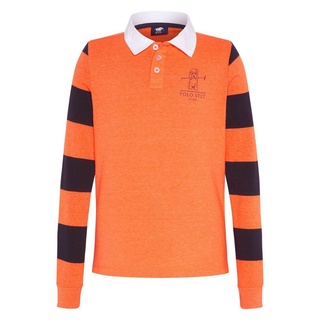 Polo Sylt Poloshirt im Polo-Look mit gestreiften Ärmeln orange 146/152