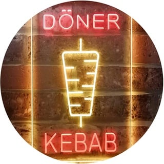 Doner Kebab Restaurant Café Décor Bar Dual Color LED Barlicht Neonlicht Lichtwerbung Neon Sign Rot & Gelb 400 x 600mm st6s46-i2639-ry