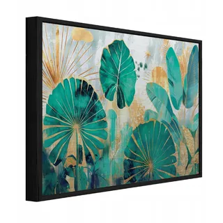 BILDER mit Rahmen Blätter Dschungel Grün 120x80 cm