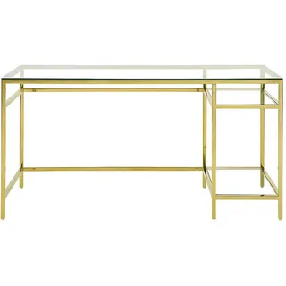 Vente-Unique Schreibtisch, Gold, Glas, 2 Fächer, Rechteckig, 140x75x60 cm, Arbeitszimmer, Schreibtische, Bürotische
