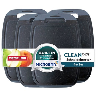 NEOFLAM® Schneidebrett BiJu Antibakterielles Frühstücksbrettchen Set, 4tlg. - Granitschwarz, Kunststoff (PP), (4-St) grau|schwarz