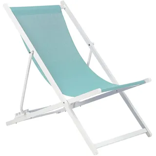 Outdoor Liegestuhl faltbar Aluminium weiß mit Bespannung blau türkis Locri II