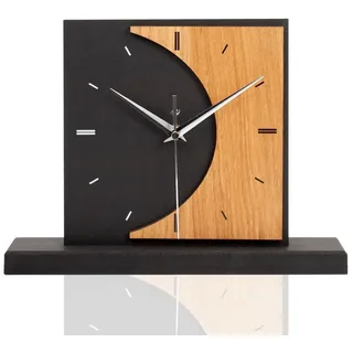 Kreative Feder Standuhr Standuhr „Brown Moon“ aus Holz – schwarze Tisch-Uhr ohne Ticken, wahlweise mit Quarz- oder Funkuhrwerk schwarz