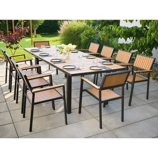 Gartenmöbel-Set für die Terrasse 10+1 ausziehbarer Aluminium-Tisch 180/240 cm