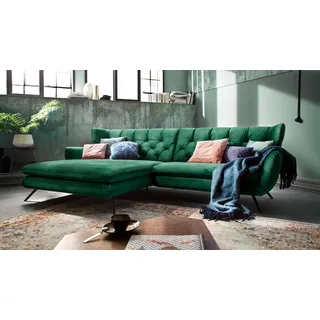 Ecksofa Sixty Eckgarnitur Wohnlandschaft links Stoff Velour smaragd grün 300x175