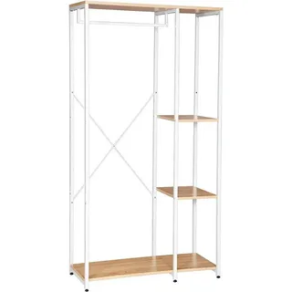 Woltu Garderobenständer mit Ablage 90 x 167 x 40 cm Weiß/Eiche
