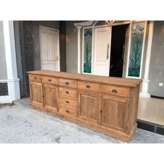 XXL Echtholz massiv Teakholz Sideboard Kommode Bierens 240 cm x 95 cm - Braun