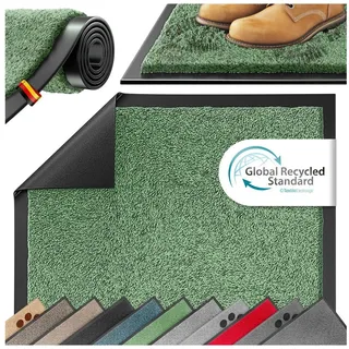 KESSER Fußmatte Schmutzfangmatte rutschfest für Innen- & Außenbereich, Höhe: 7 mm, Teppich für Wohnungseingang, Büro & Vorzimmer grün 90 cm x 60 cm x 7 mm