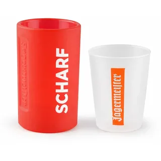 BestPlug Original Shot-Glas Scharf von Jägermeister ® 2 cl Schnapsglas Milchglas Schnaps-Glas rote Shot-Gläser Cup Cup's mit Kunststoff-Probierbecher