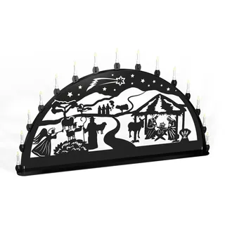 Schwibbogen Lichterbogen Geburt Jesus Christus Krippe Metall XL Außen schwarz