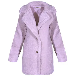 Aurela Damenmode Kurzmantel Boucle Damen Mantel Übergangsmantel Boucle Jacke lässig & modern, vielseitig kombinierbar lila 38/40
