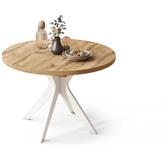 designimpex Esstisch Design Esstisch Renzo ausziehbar 110 bis 180 cm rund Esszimmer Tisch, Esstisch, Esszimmertisch, Tisch, Ausziehtisch, Küchentisch, Esszimmer weiß
