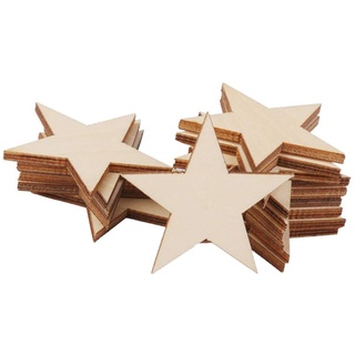 JIHUOO 25 Stück Holzscheiben Deko zum Basteln Streudeko Tischdeko Holzstern Baumscheiben für DIY Handwerk Scrapbooking Star