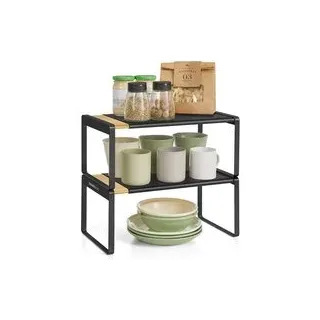 Gewürzregal 2er Set ausziehbar naturbeige-tintenschwarz