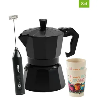 Stoneline 4tlg. Kaffee-Set in Schwarz | Gr.: onesize