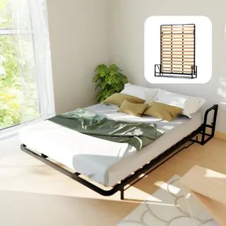 Wallbedking Schrankbett - Wandbett 140x200 Vertikal Classic, Klappbett mit Gasdruckfeder-Mechanismus, Platzsparendes Gästebett, kompatibel mit Standardmatratzen bis 30 cm, Einfache Montage