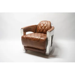 moebelfaktor Sessel Neo (1-St., 1), Aluminium und Vintage-Leder, Retro Look braun