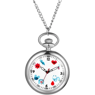JewelryWe Krankenschwesteruhr Analog Quarz Taschenuhr 30 Wasserdicht Silikon Uhr mit Halskette Kette Schwesternuhr Pflegeuhr Pulsuhr für Arzt Geschenk Unisex