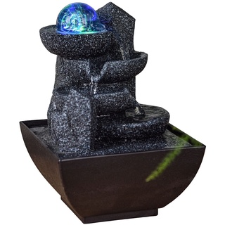 Innenbrunnen entspannende Zen -Kaskade farbenfrohe LED -Licht, nützliche Geschenke niedriger Größe, geschlossener Kreislauf -Tischbrunnen, H 18 cm - Lopo Zen'light