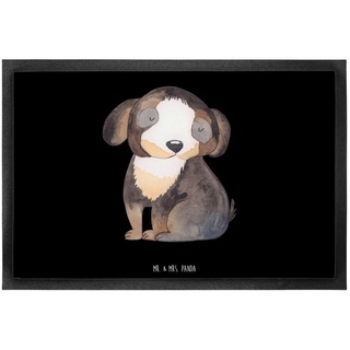 Fußmatte 60 x 90 cm Hund Entspannen - Schwarz - Geschenk, Schmutzmatte, Vierbe, Mr. & Mrs. Panda, Höhe: 0.3 mm, Charmantes Design schwarz
