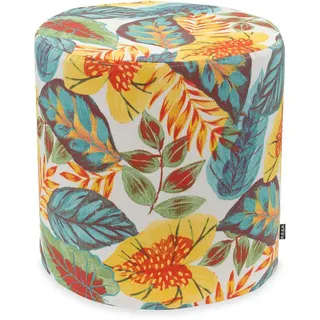 H.O.C.K. Sitzhocker H.O.C.K. Tropical Outdoor Hocker rund ø45x45cm yellow aqua multi sunny, Hocker, Sitzhocker, Pouf Hocker, Barhocker - wetterfest, vielseitig bunt|gelb