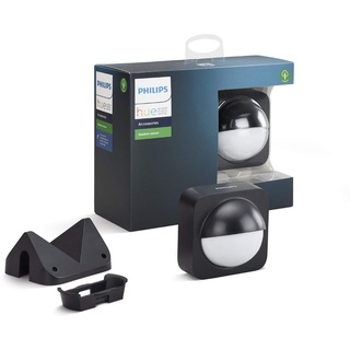Philips Hue Outdoor Sensor, für den Aussenbereich, integrierter Tageslichtsensor, schwarz, kabellos und batteriebetrieben, steuerbar via App, kompatibel mit Amazon Alexa (Echo, Echo Dot)