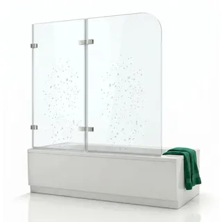 MuCoLa Duschabtrennung Badewannen Badewannenaufsatz ESG Glas Duschtrennwand Badewannenfaltwand Duschwand - 140x120cm