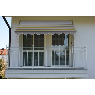 Angerer Klemmmarkise Exklusiv - Markise für Sonnenschutz - Montage ohne Bohren und Dübeln - ideale Balkonmarkise für Mietwohnungen (400 cm, Weiß-Grau-Gelb)