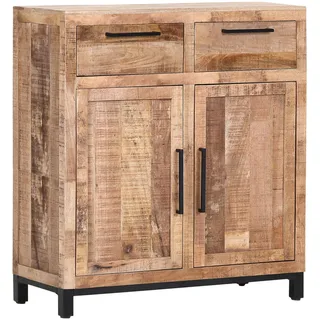 Landscape Kommode, Natur, Schwarz, Metall, Mangoholz, massiv, 2 Fächer, 2 Schublade(n) Schubladen, 90x85x40 cm, Beimöbel erhältlich, stehend, Wohnzimmer, Kommoden & Sideboards, Kommoden