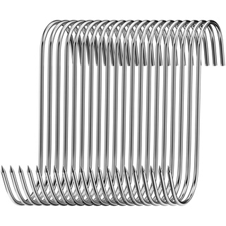 Firschoie 20 Stück Fleischerhaken S Haken, 15cm Räucherhaken S-Haken aus Edelstahl, Metzgerhaken für die Fleischverarbeitung, Geeignet zum Aufhängen von Aal, Forelle, Rind, Schwein,Huhn