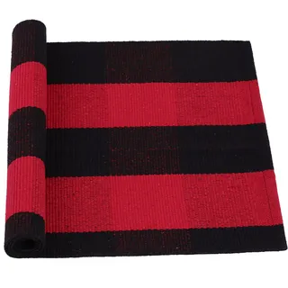sourcing map Teppich Wohnzimmer Rechteck Fußmatten Matte Kinderzimmer Plaid Baumwolle In- & Outdoor Waschbare Buffalo-Teppich mit Karierten Matten Rot-Schwarz 45x70cm